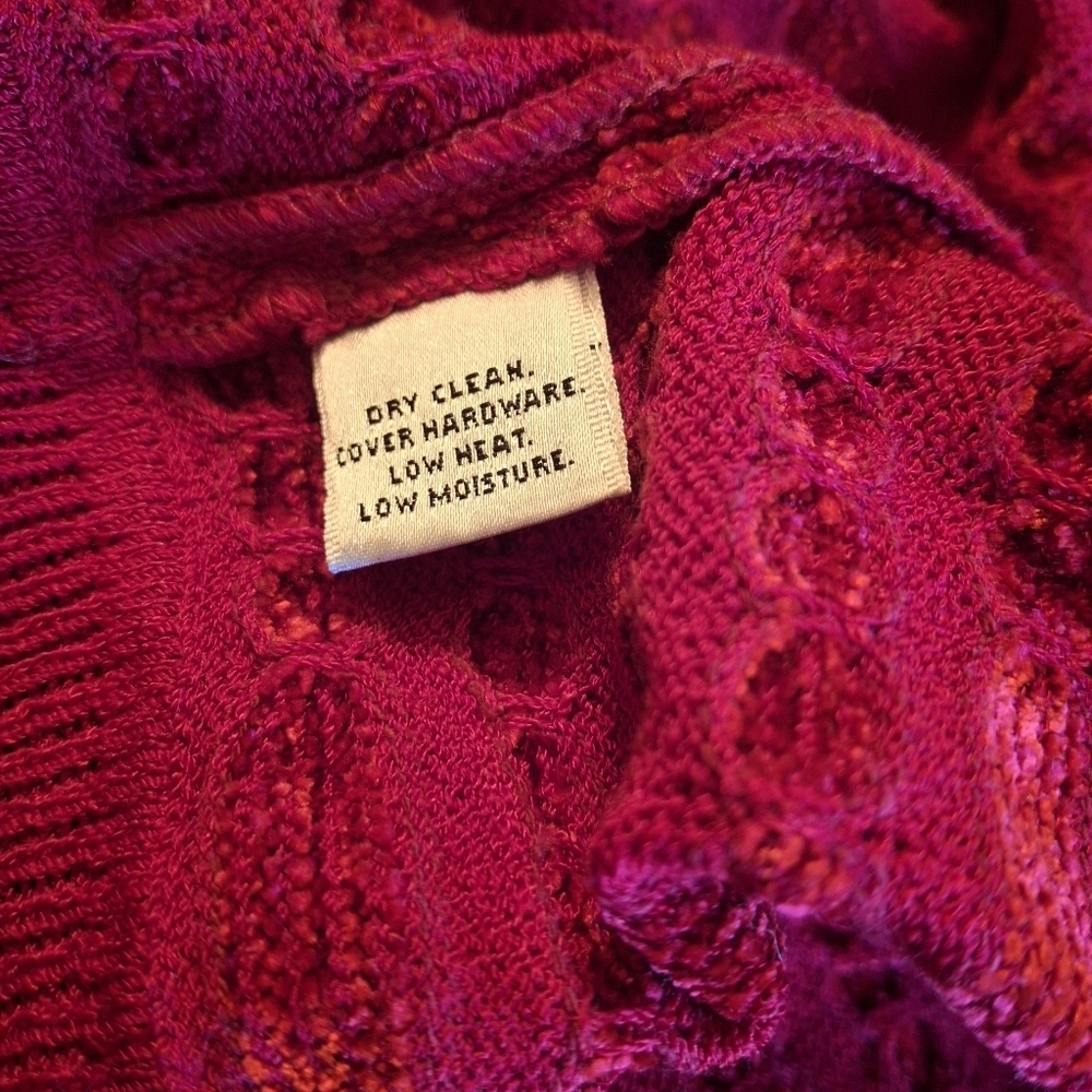 St. John Collection Red Knit Full Zip Long Sleeve Cardigan Sweater Women Size 14 - Picture 16 of 16